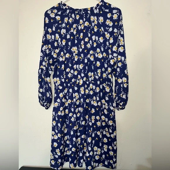 NWT Collective Concepts Blue Floral Quarter Peasant Sleeve Midi Dress Sz Large - Picture 6 of 7